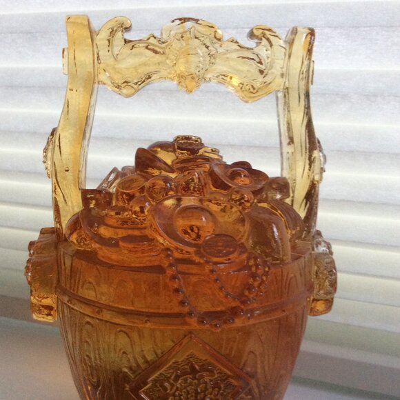 Chinese Good Luck New Years Gift YuanBao Ingot, Amber Glass Wishing Well of Luck - Picture 1 of 6